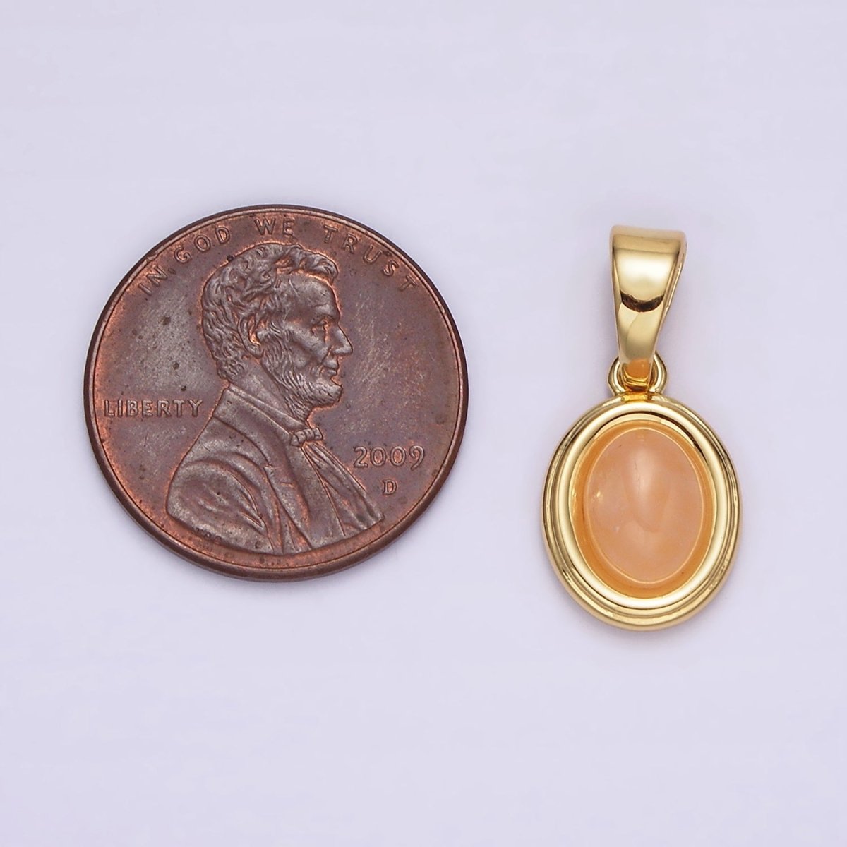 14K Gold Filled Lapis Lazuli, Peridot, Green Kyanite, Blue Agate, Sunstone, Pink Opal Bezel Oval Pendant | N1847 - N1852