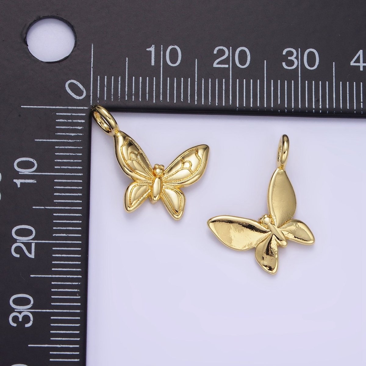 14K Gold Filled Line-Textured Butterfly Mini Charm | AG701
