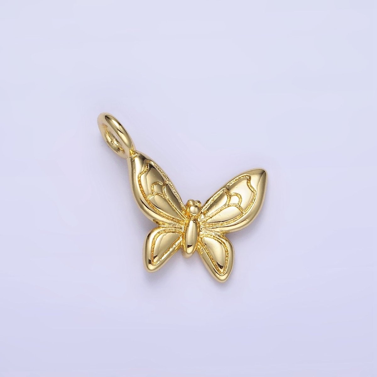 14K Gold Filled Line-Textured Butterfly Mini Charm | AG701