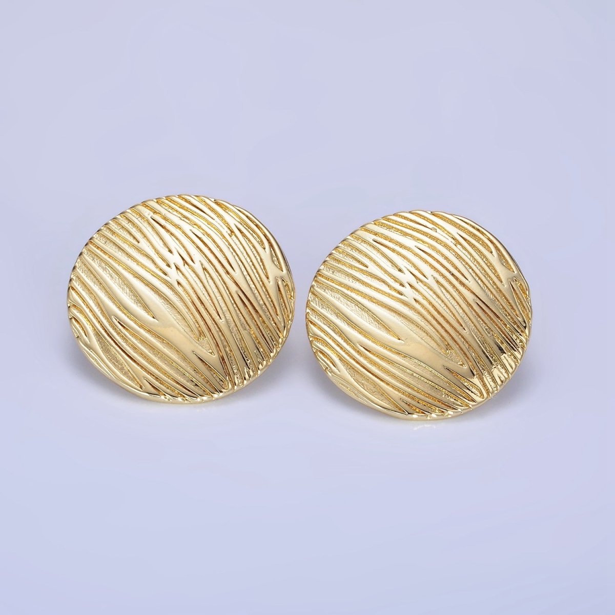 14K Gold Filled Line-Textured Round Stud Earrings in Gold & Silver | AB1298 AB1299