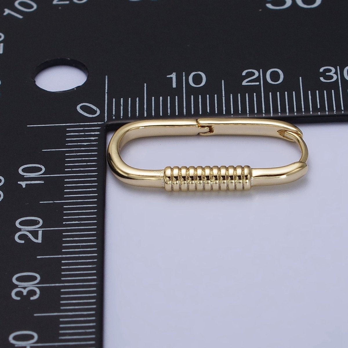 14K Gold Filled Lined Cylinder 25mm Oblong Minimalist Hoop Earrings | AB424