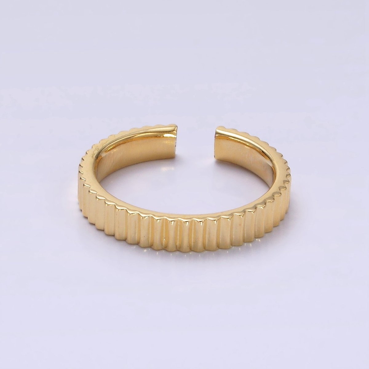 14K Gold Filled Minimalist Lined Ribbed Band Ring in Gold, Silver & Black | O1181 - O1183