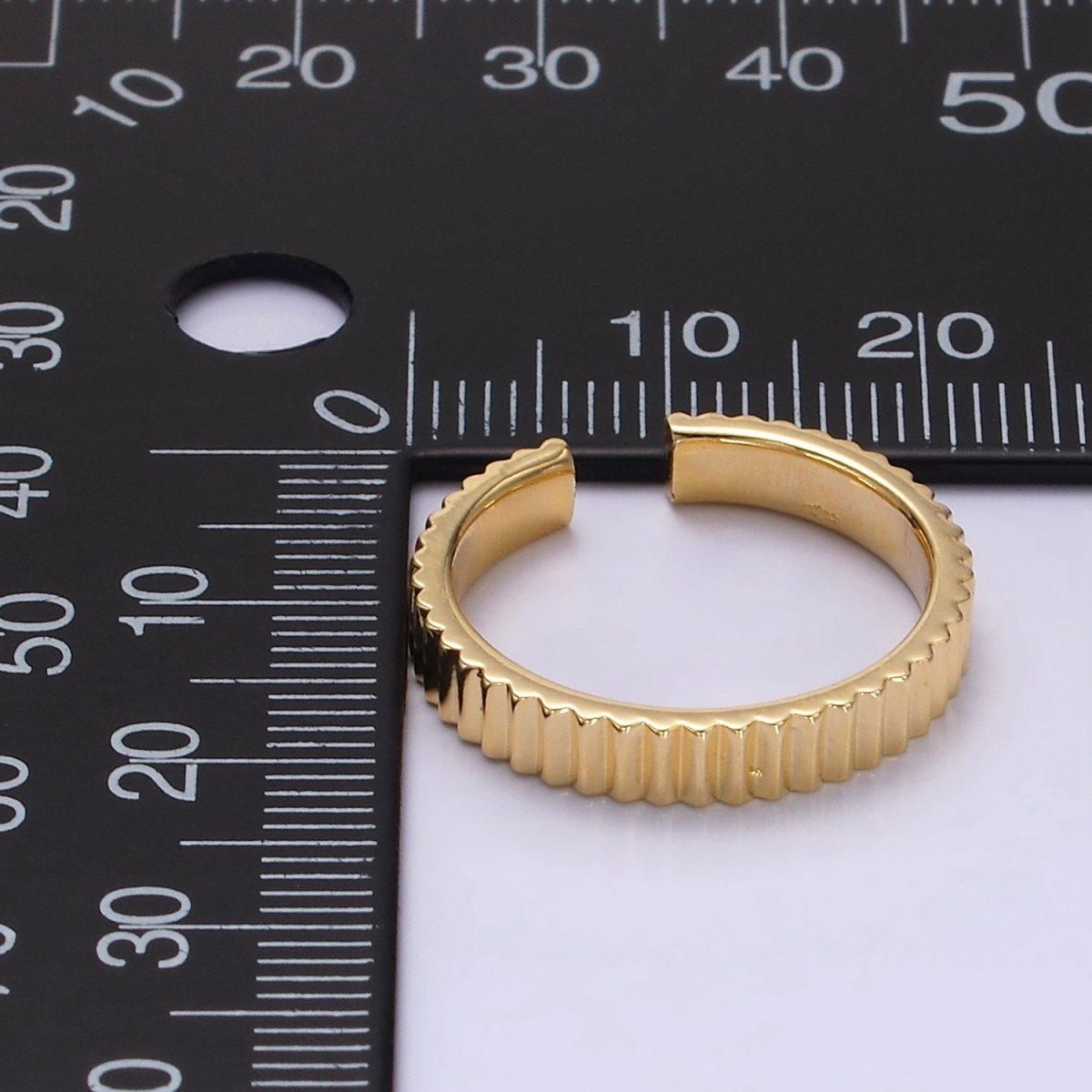 14K Gold Filled Minimalist Lined Ribbed Band Ring in Gold, Silver & Black | O1181 - O1183