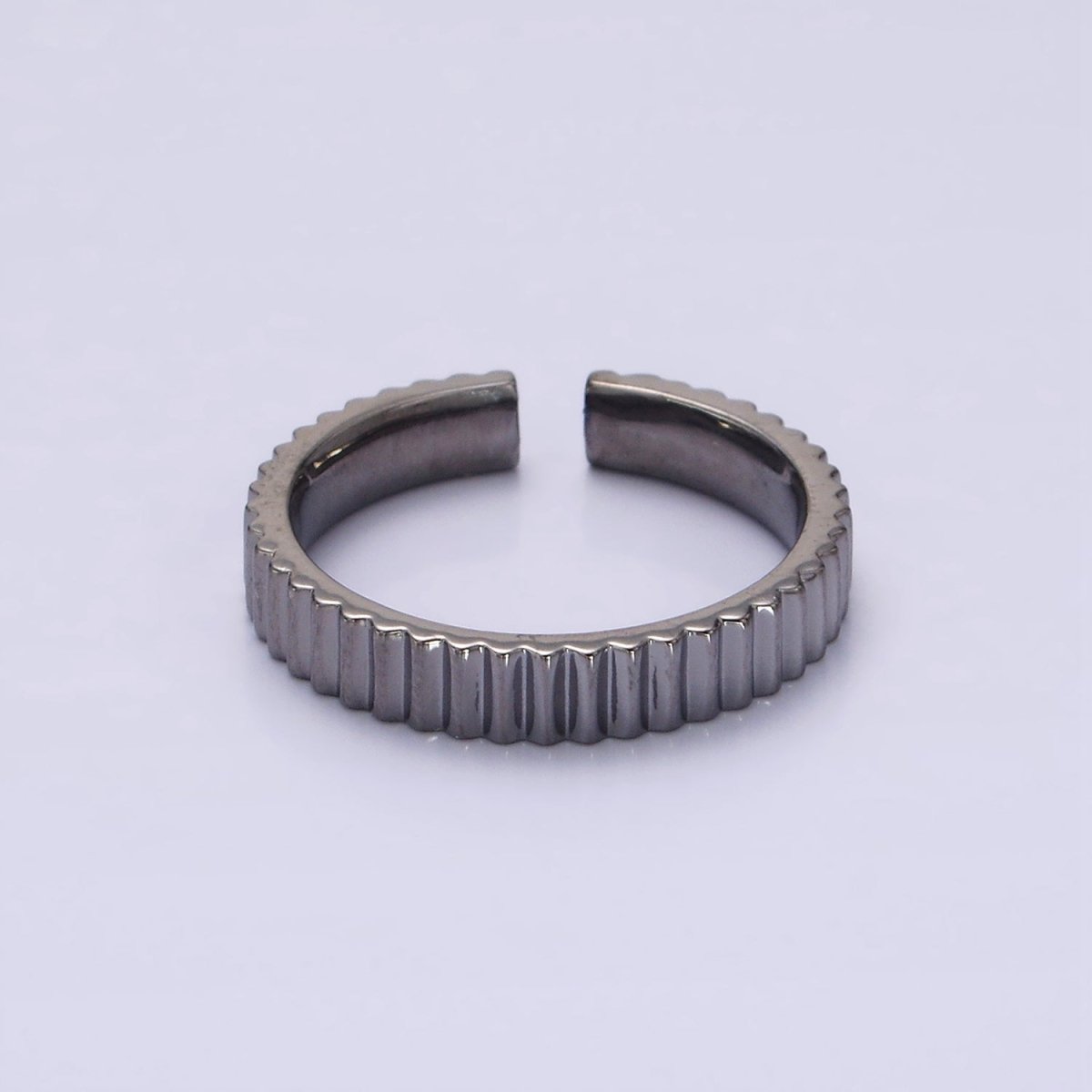 14K Gold Filled Minimalist Lined Ribbed Band Ring in Gold, Silver & Black | O1181 - O1183