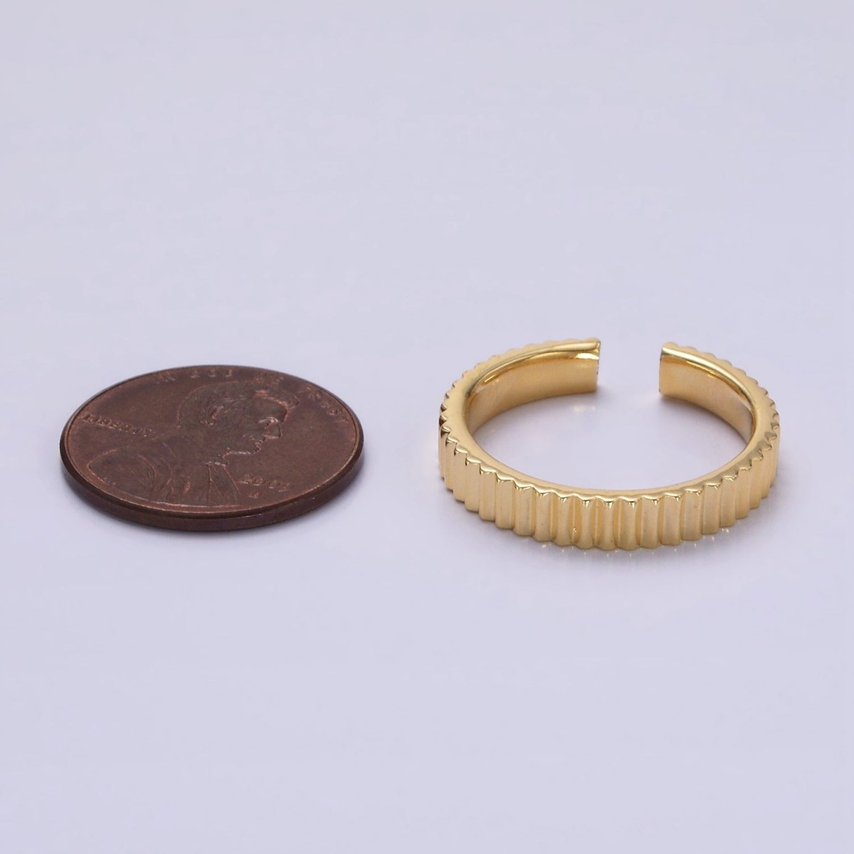 14K Gold Filled Minimalist Lined Ribbed Band Ring in Gold, Silver & Black | O1181 - O1183