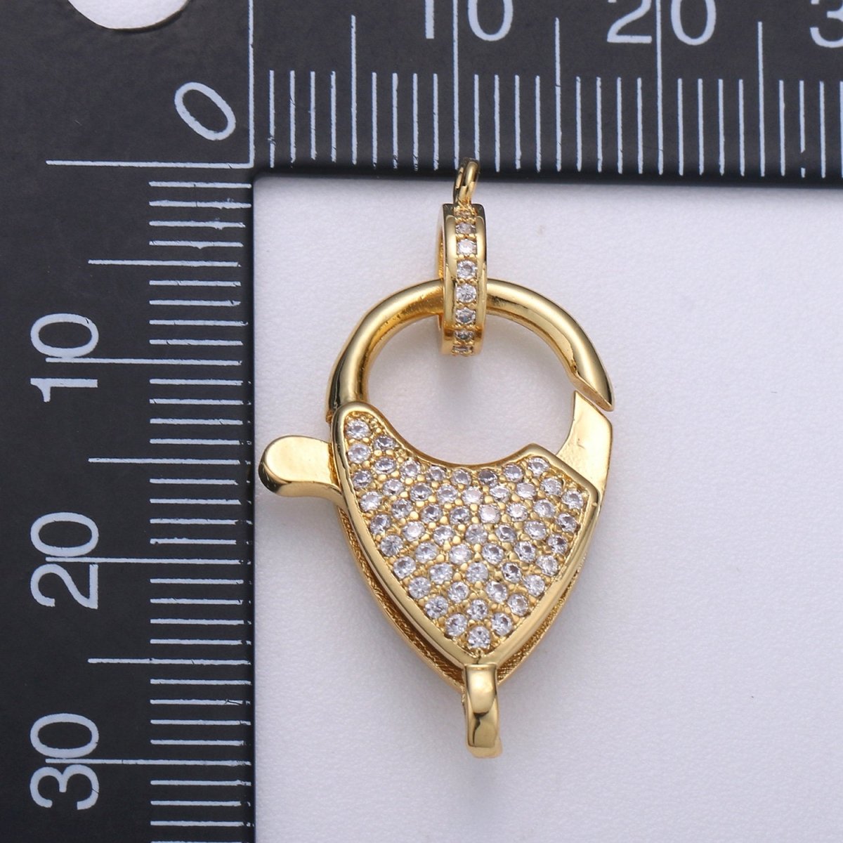 14k Gold Filled Lobster Clasp, CZ Clear Micro Pave Lobster End Clasp, Cubic Clasp Enhancer, DIY, Jewelry Making Supply 31X18mm K-909