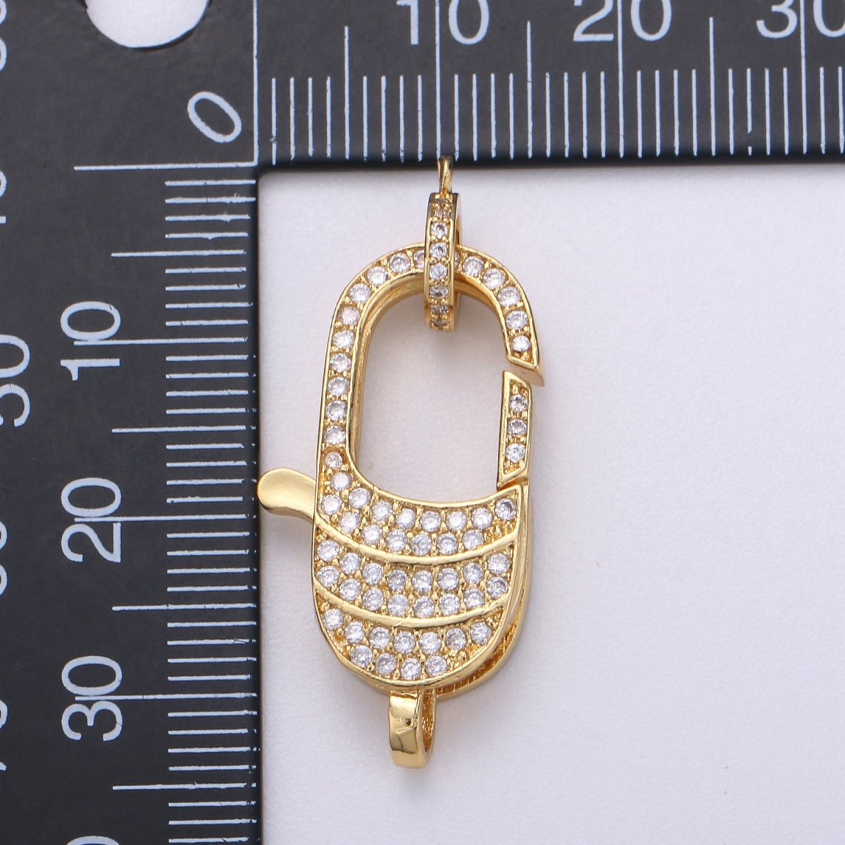 14k Gold Filled Lobster Clasp, CZ Clear Micro Pave Lobster End Clasp, Cubic Clasp Enhancer, DIY, Jewelry Making Supply 35X16mm K-910