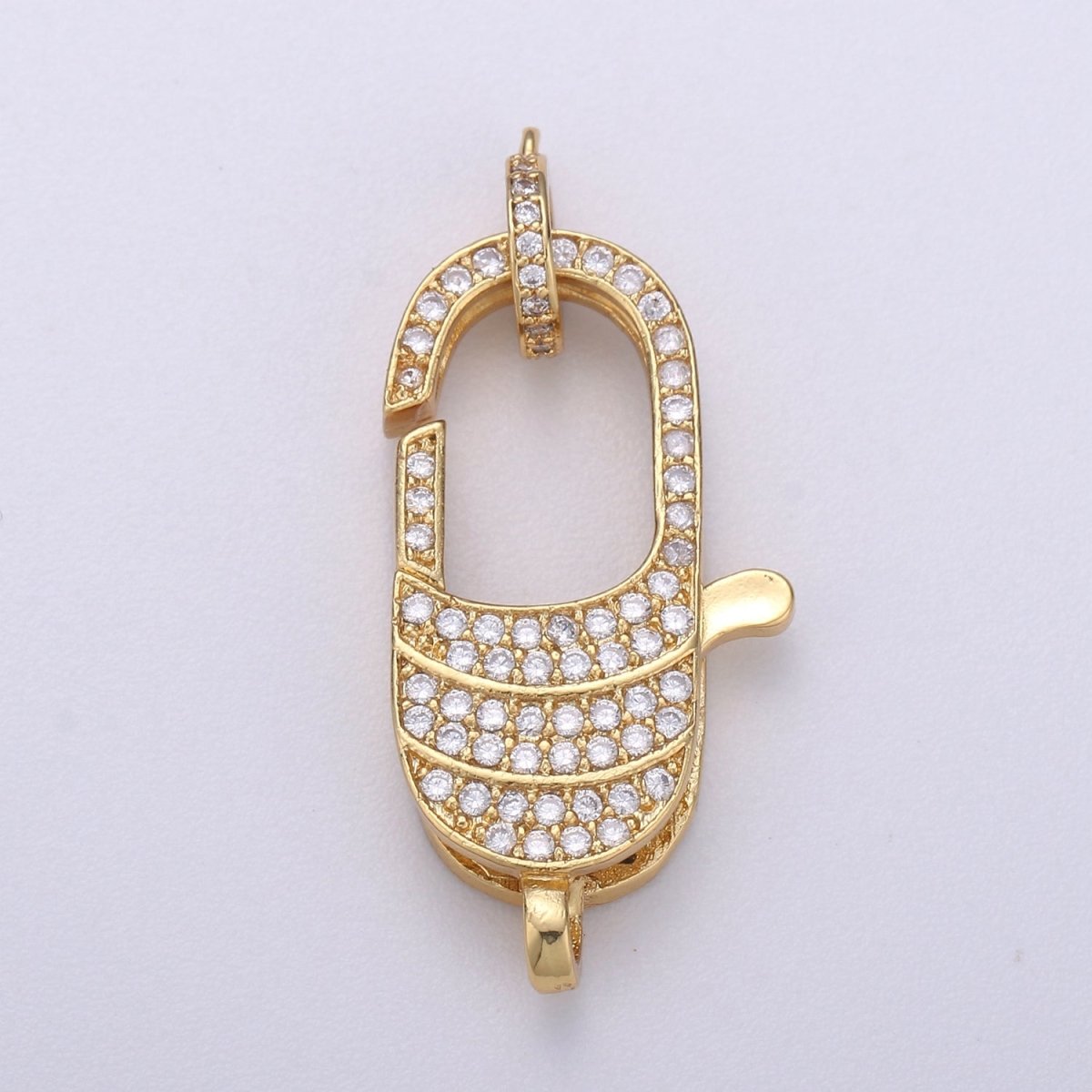 14k Gold Filled Lobster Clasp, CZ Clear Micro Pave Lobster End Clasp, Cubic Clasp Enhancer, DIY, Jewelry Making Supply 35X16mm K-910