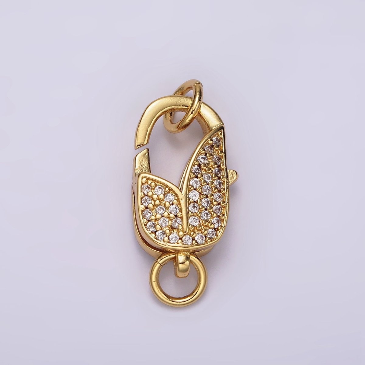 14K Gold Filled Lobster Claw Clasps Tulip Micro Paved CZ Jewelry Closure Findings Supply in Gold & Silver | Z-607 Z-608
