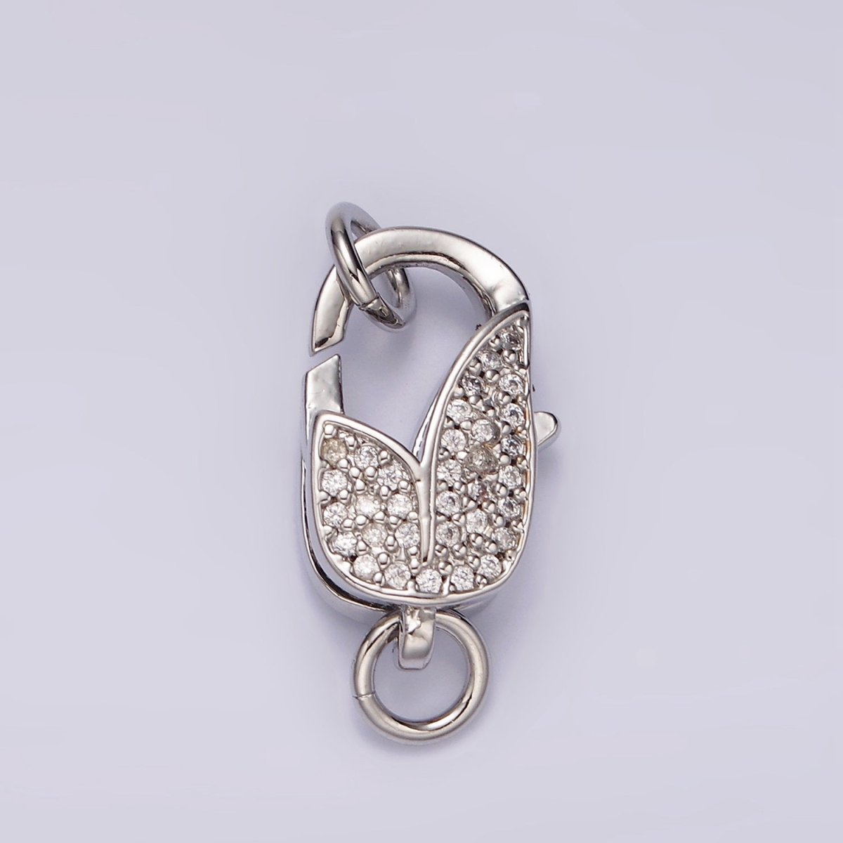 14K Gold Filled Lobster Claw Clasps Tulip Micro Paved CZ Jewelry Closure Findings Supply in Gold & Silver | Z-607 Z-608