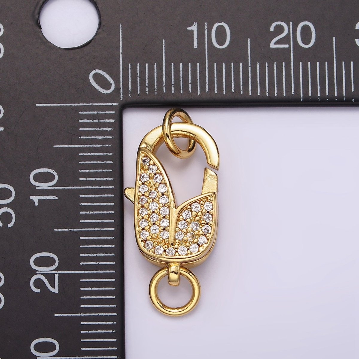 14K Gold Filled Lobster Claw Clasps Tulip Micro Paved CZ Jewelry Closure Findings Supply in Gold & Silver | Z-607 Z-608
