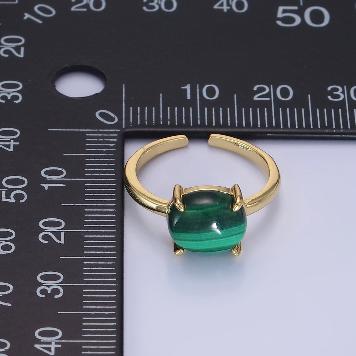 14K Gold Filled Malachite Gemstone Oval Solitaire Ring | O1347