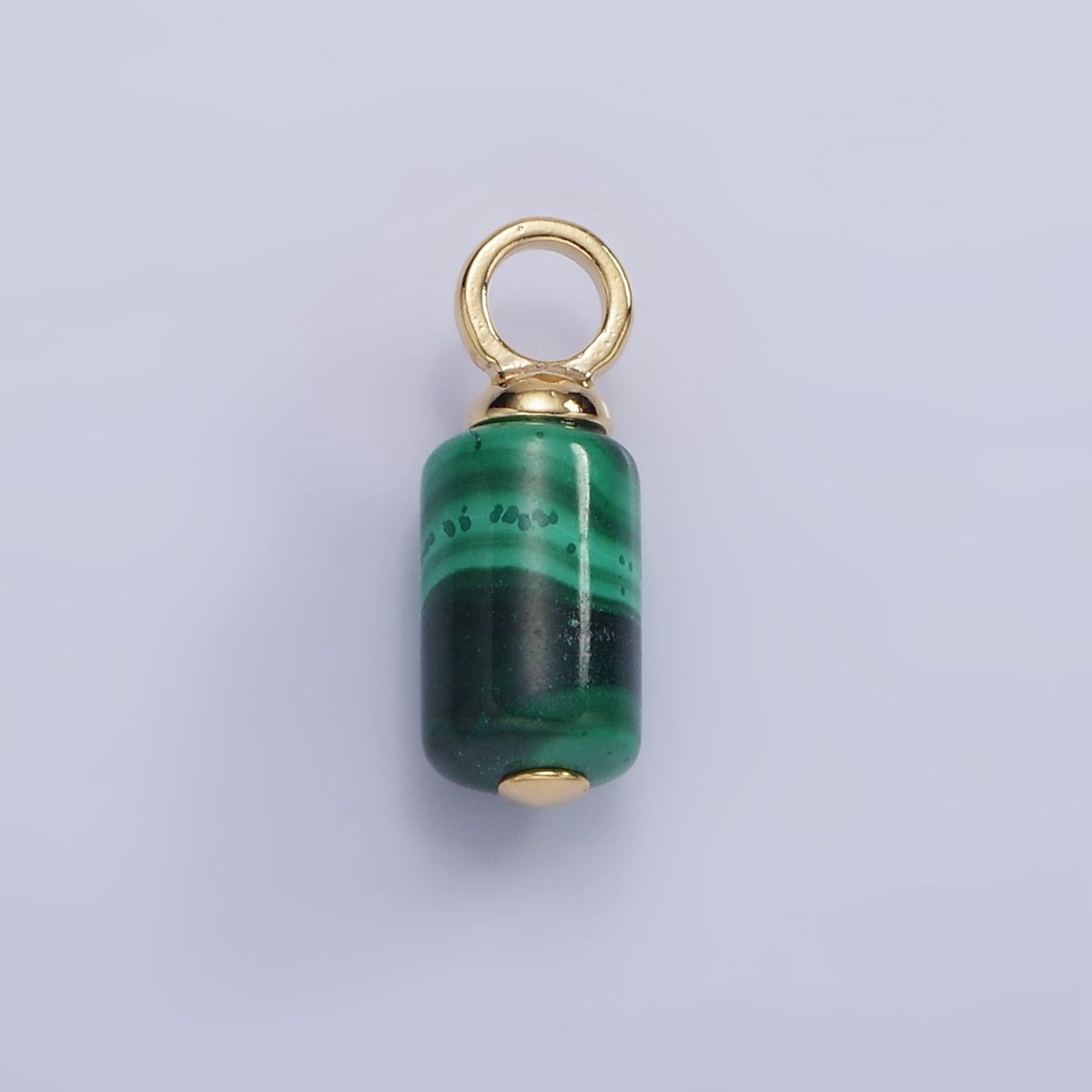 14K Gold Filled Malachite Gemstone Tube Drop Charm | AG685