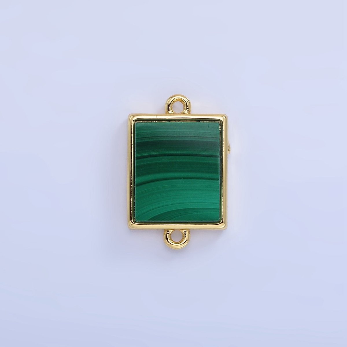 14K Gold Filled Malachite Rectangle Tag Bezel Connector | G335
