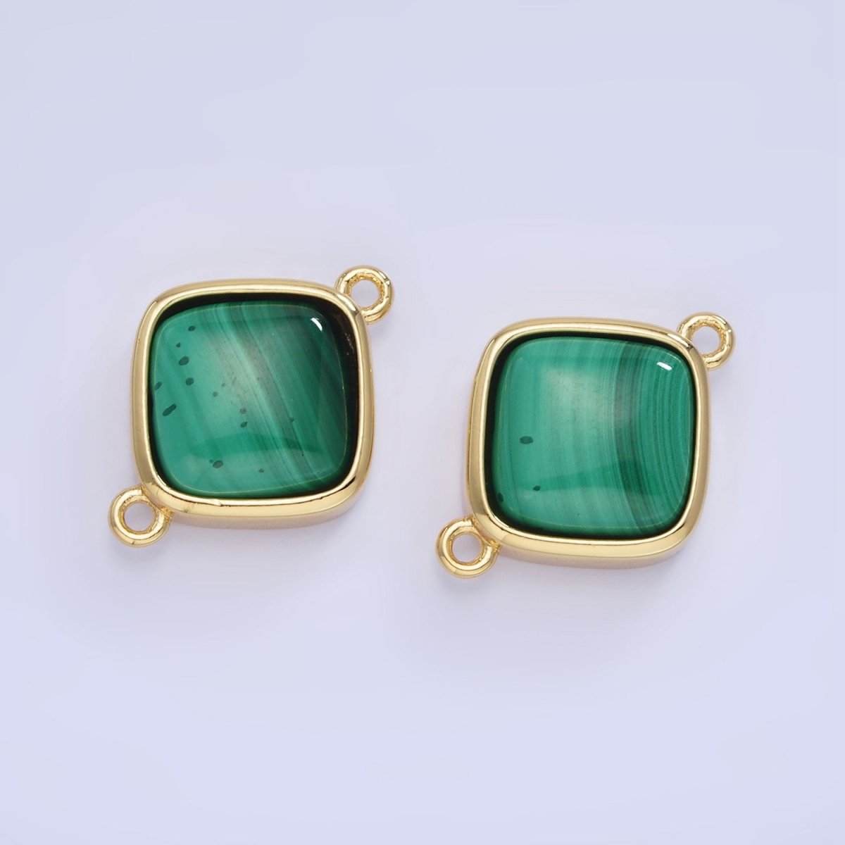 14K Gold Filled Malachite Rhombus Bezel Connector | G334