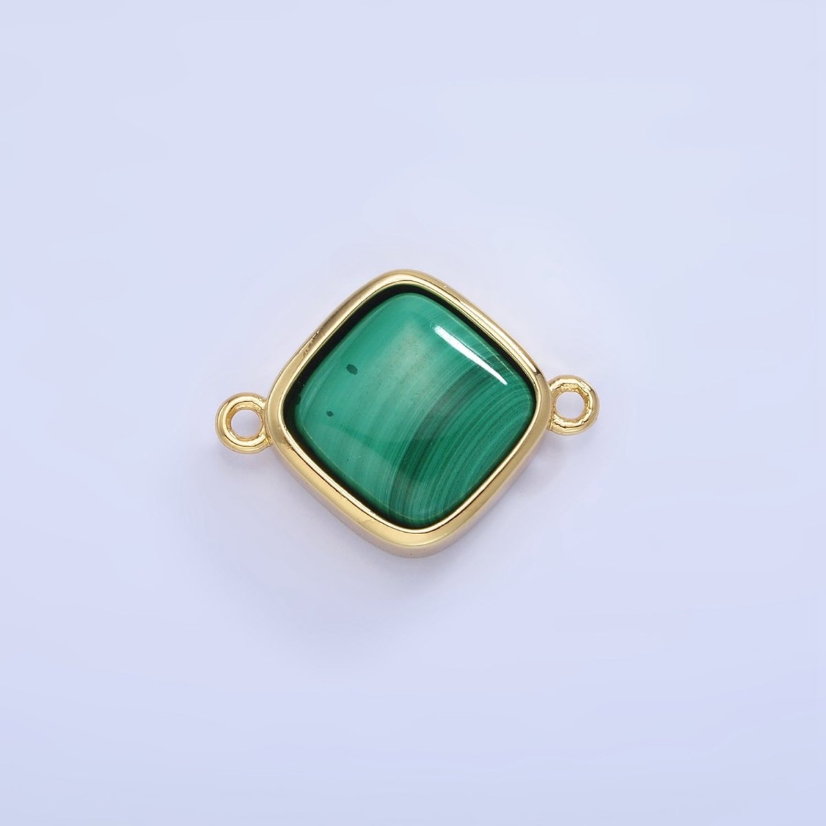 14K Gold Filled Malachite Rhombus Bezel Connector | G334