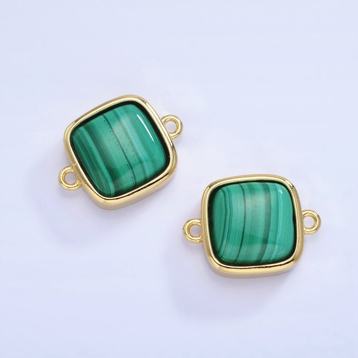 14K Gold Filled Malachite Square Bezel Connector | G333