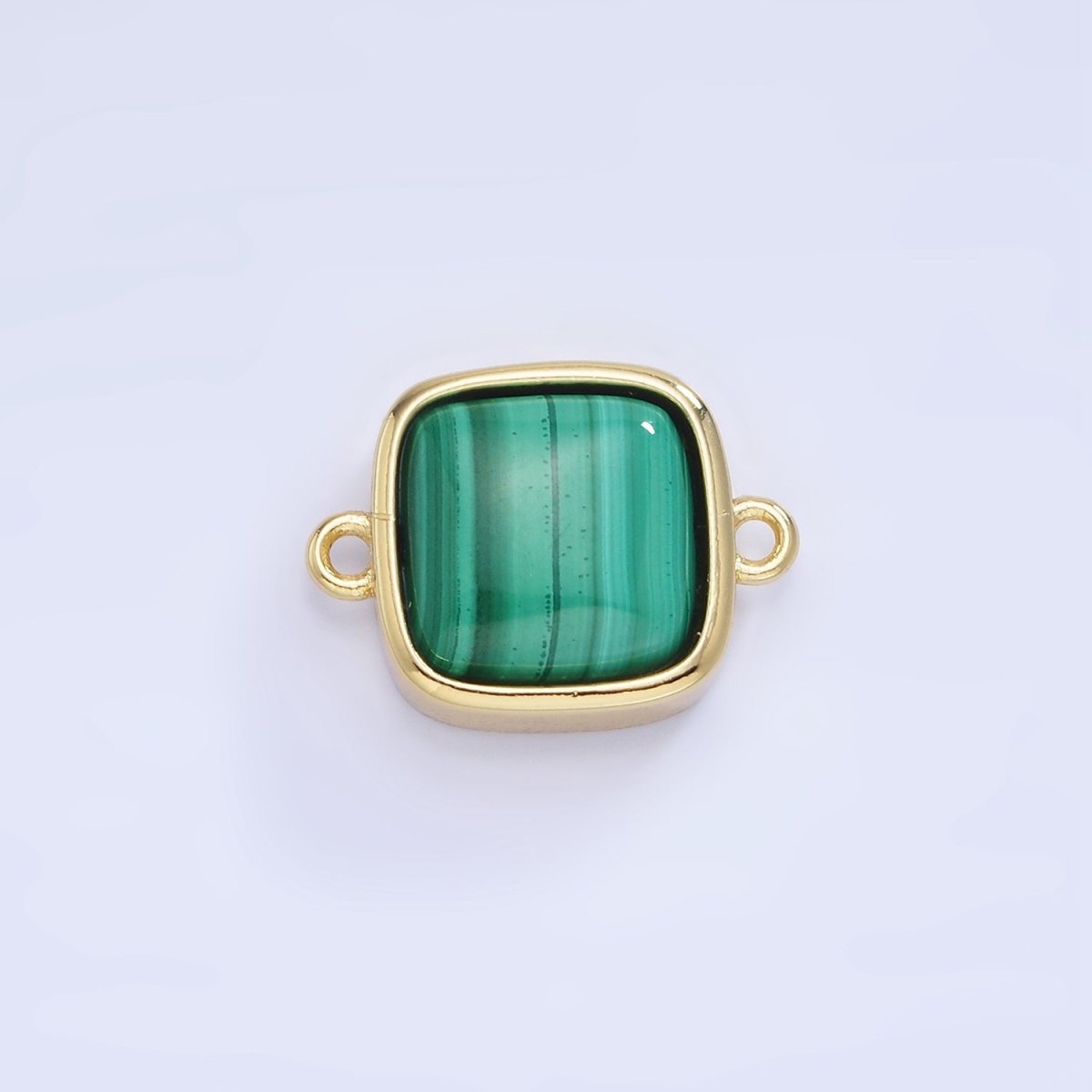 14K Gold Filled Malachite Square Bezel Connector | G333