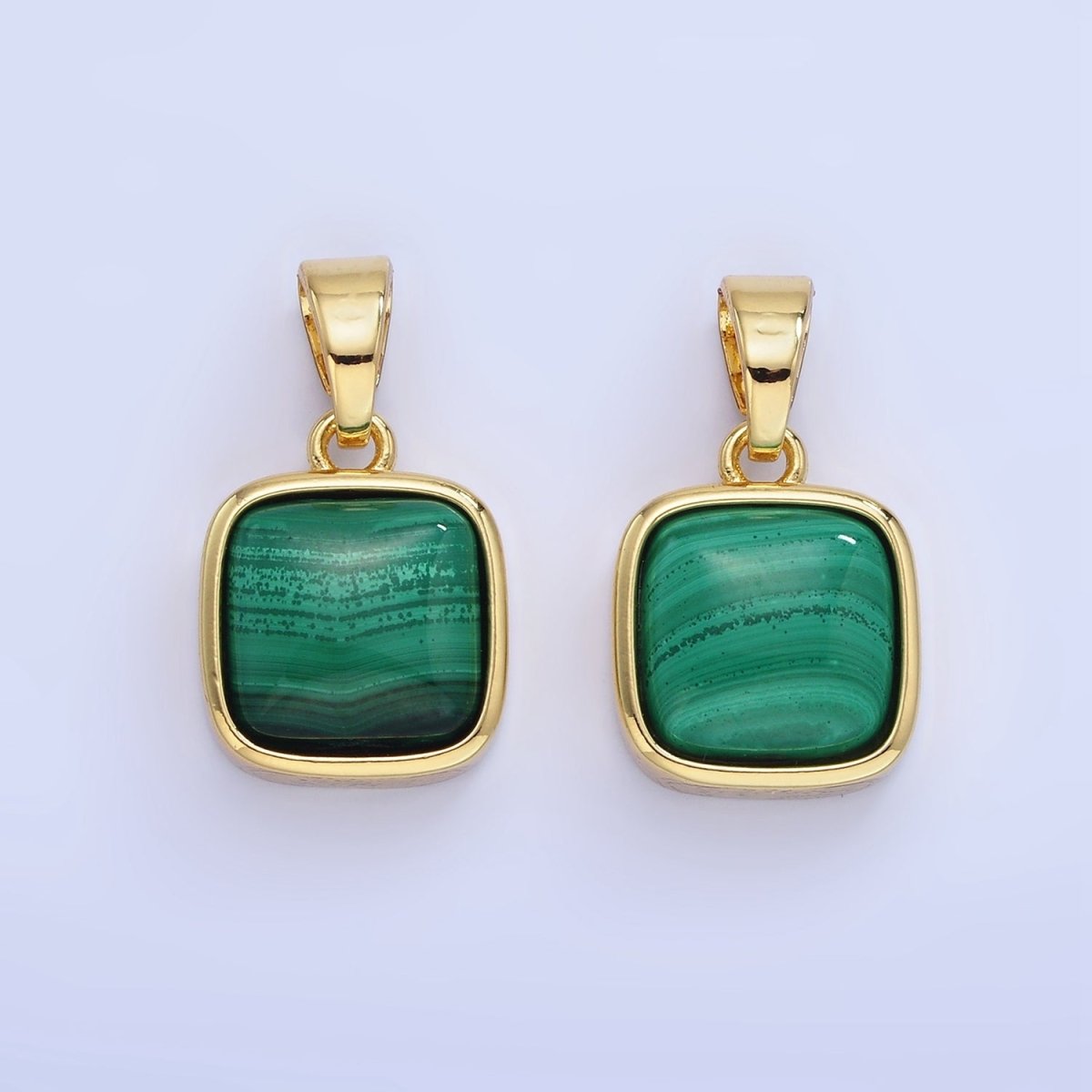 14K Gold Filled Malachite Square Bezel Pendant | AA1254