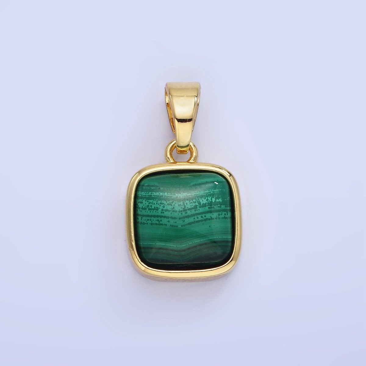 14K Gold Filled Malachite Square Bezel Pendant | AA1254