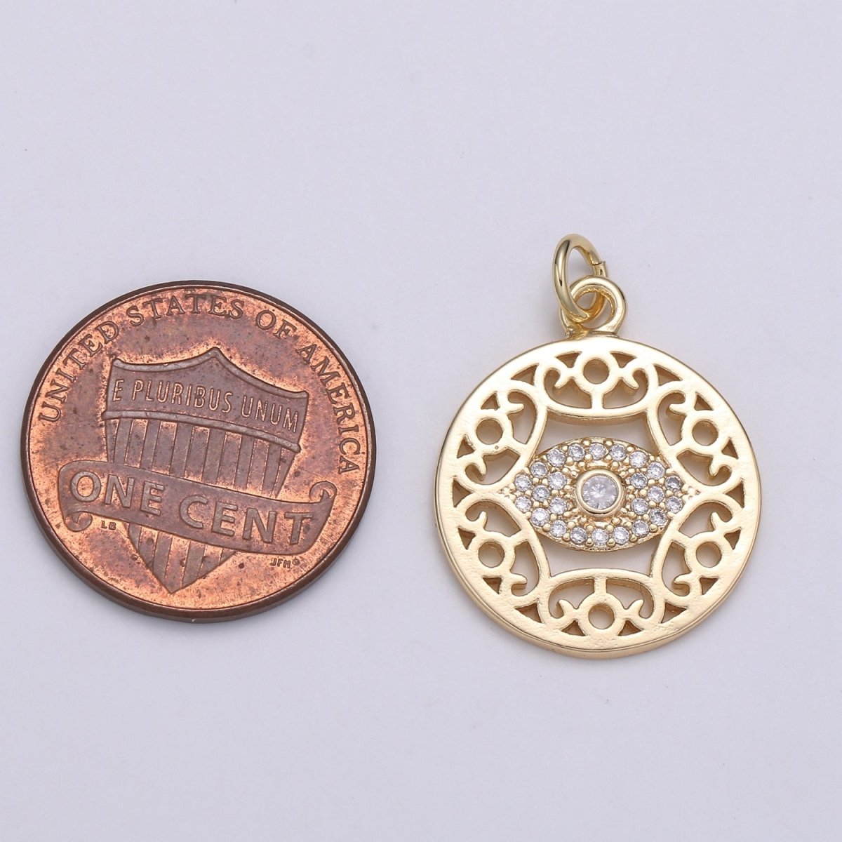 14k Gold Filled Mandala Pendant, Gold Medallion, Boho Pendant, Gold Evil EyE Charms for Earring Bracelet Necklace Jewelry Making Supply,E-095