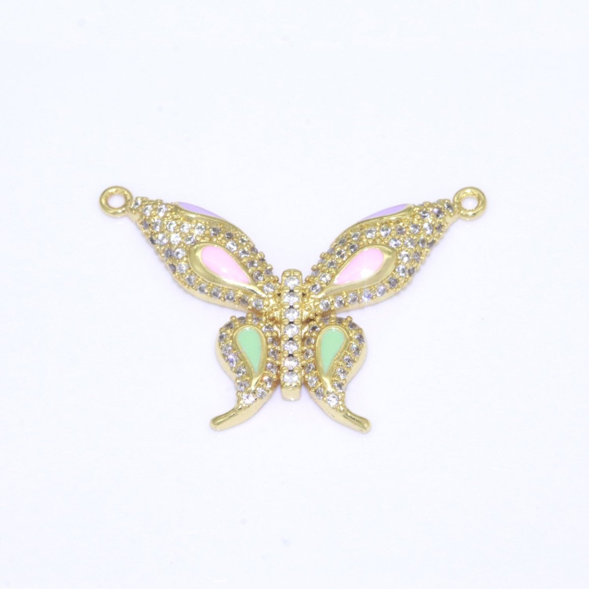 14K Gold Filled Mariposa Butterfly Charm Connector Enamel Butterfly Charm Cubic Zirconia Pendant for Necklace Component Link Connector F-892~F-901