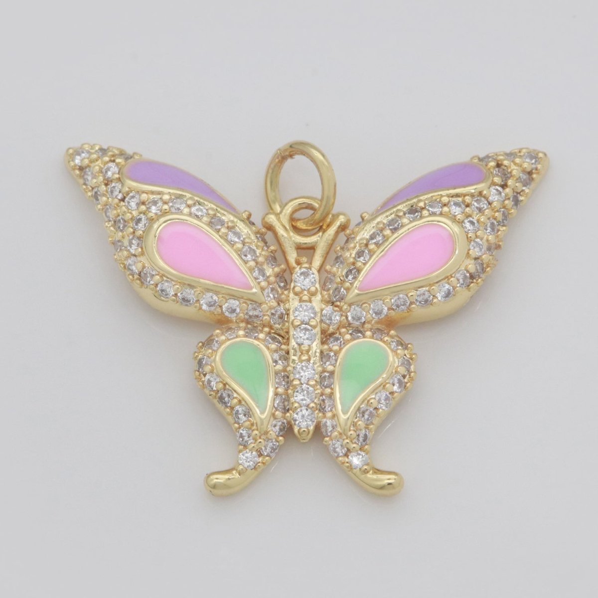 14K Gold Filled Mariposa Butterfly Charm Enamel Butterfly Pendant Cubic Zirconia Pendant for Necklace Component Monarch Insect Inspired M-613 - M-616