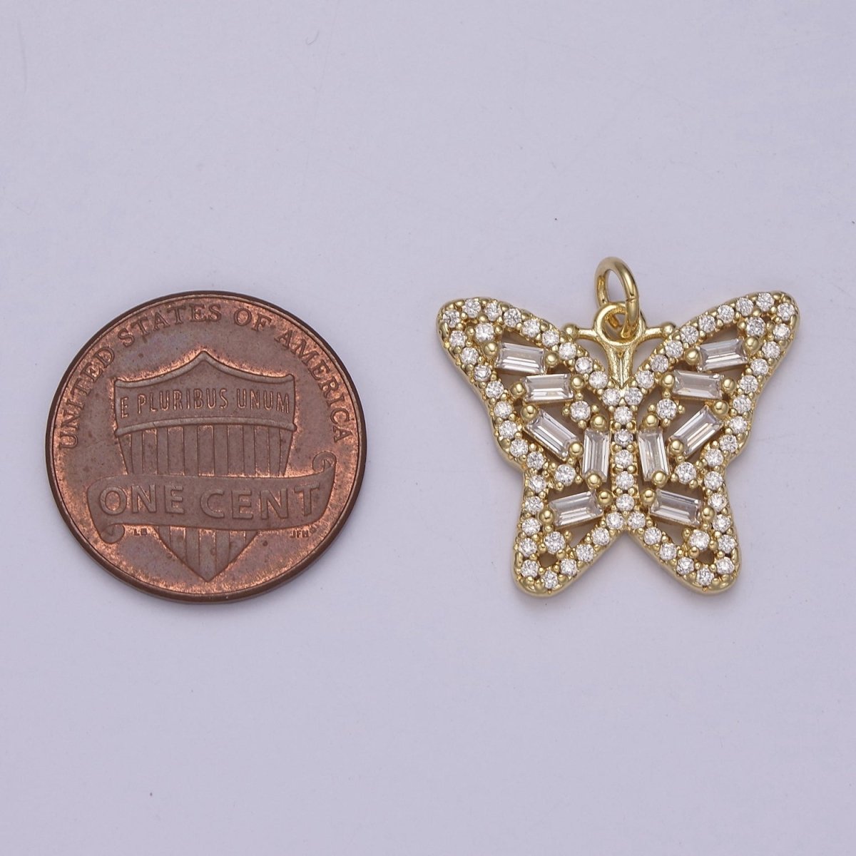 14K Gold Filled Mariposa Pendant Cubic Gold Butterfly Charm C-187