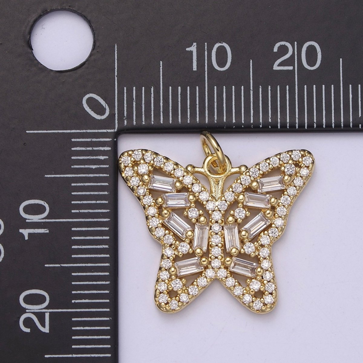 14K Gold Filled Mariposa Pendant Cubic Gold Butterfly Charm C-187