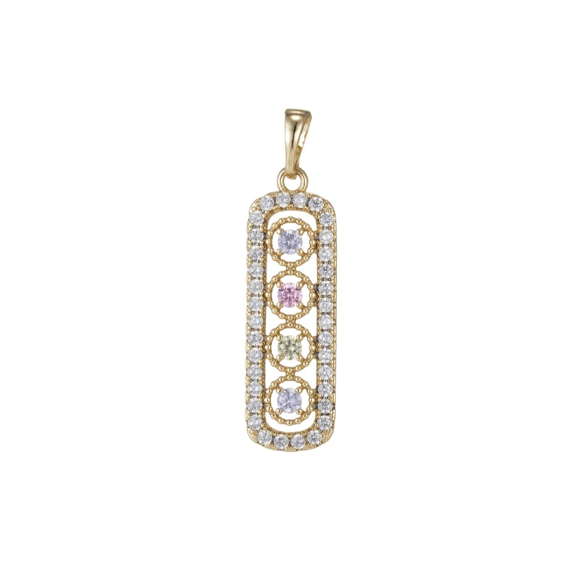 14k Gold Filled Micro Pave Cubic Zirconia Bar Pendant Charm, Micro Pave CZ Pendant Charm, Gold Filled Pendant, For DIY Jewelry I-547