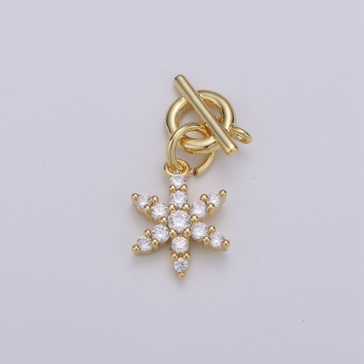 14k Gold Filled Micro Pave CZ Clear Snow Flake Pendant Charm, Micro Pave CZ Flower Pendant Charm, Gold Filled Pendant, For DIY Jewelry D-621