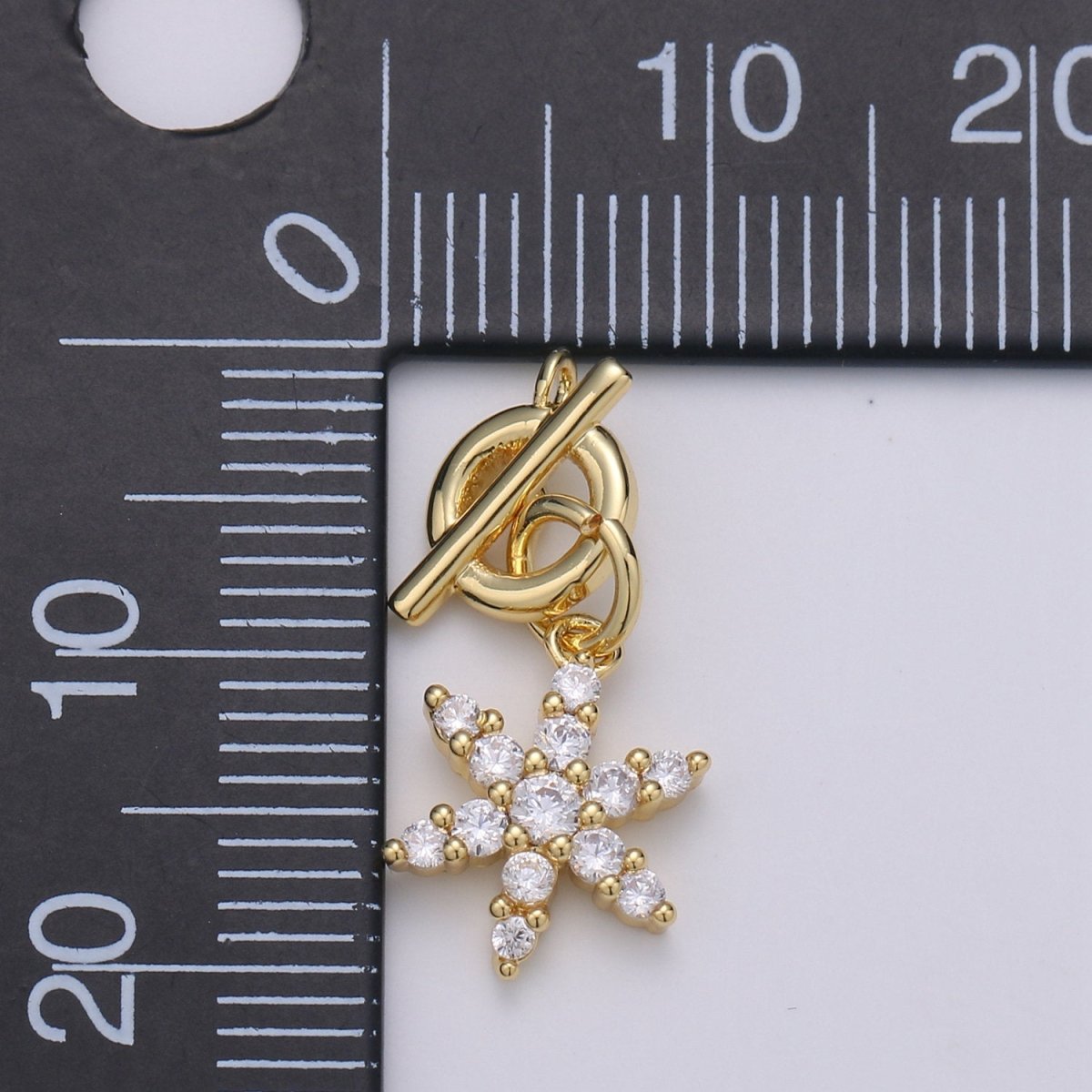 14k Gold Filled Micro Pave CZ Clear Snow Flake Pendant Charm, Micro Pave CZ Flower Pendant Charm, Gold Filled Pendant, For DIY Jewelry D-621