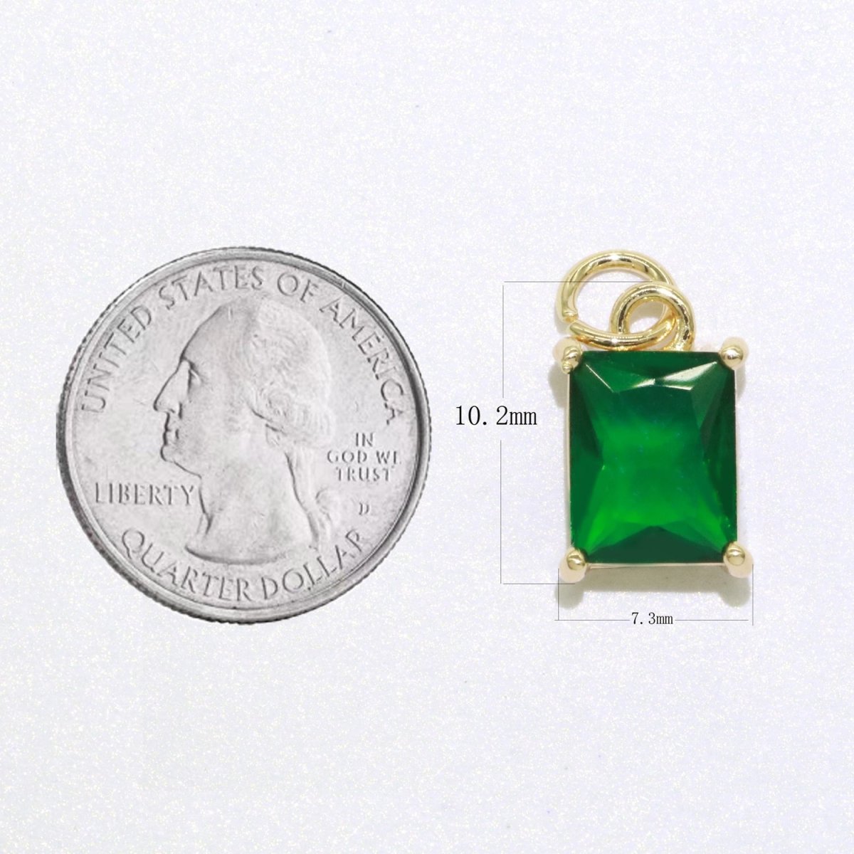 14k Gold Filled Micro Pave CZ Geometric Pendant Charm Emerald Cut Birthstone Add on charm E-881-E-891 C-369