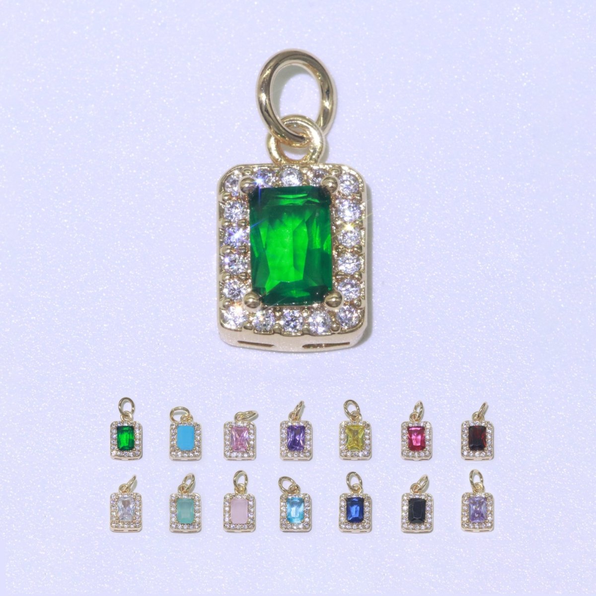 14k Gold Filled Micro Pave CZ Geometric Pendant Charm Emerald Cut Pendant Charm Geometric DIY Jewelry 8.8x7.3mm M-189-M-202