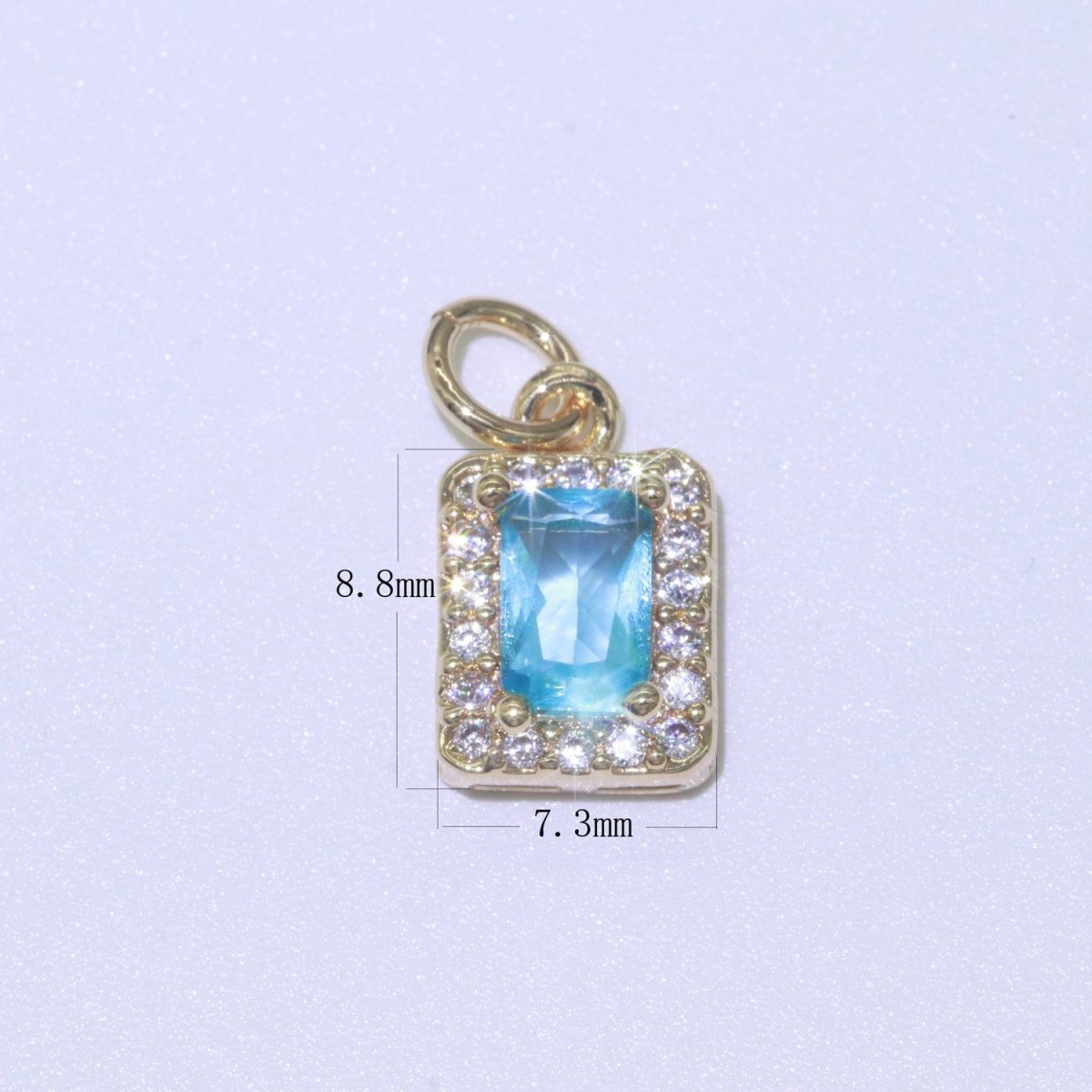14k Gold Filled Micro Pave CZ Geometric Pendant Charm Emerald Cut Pendant Charm Geometric DIY Jewelry 8.8x7.3mm M-189-M-202