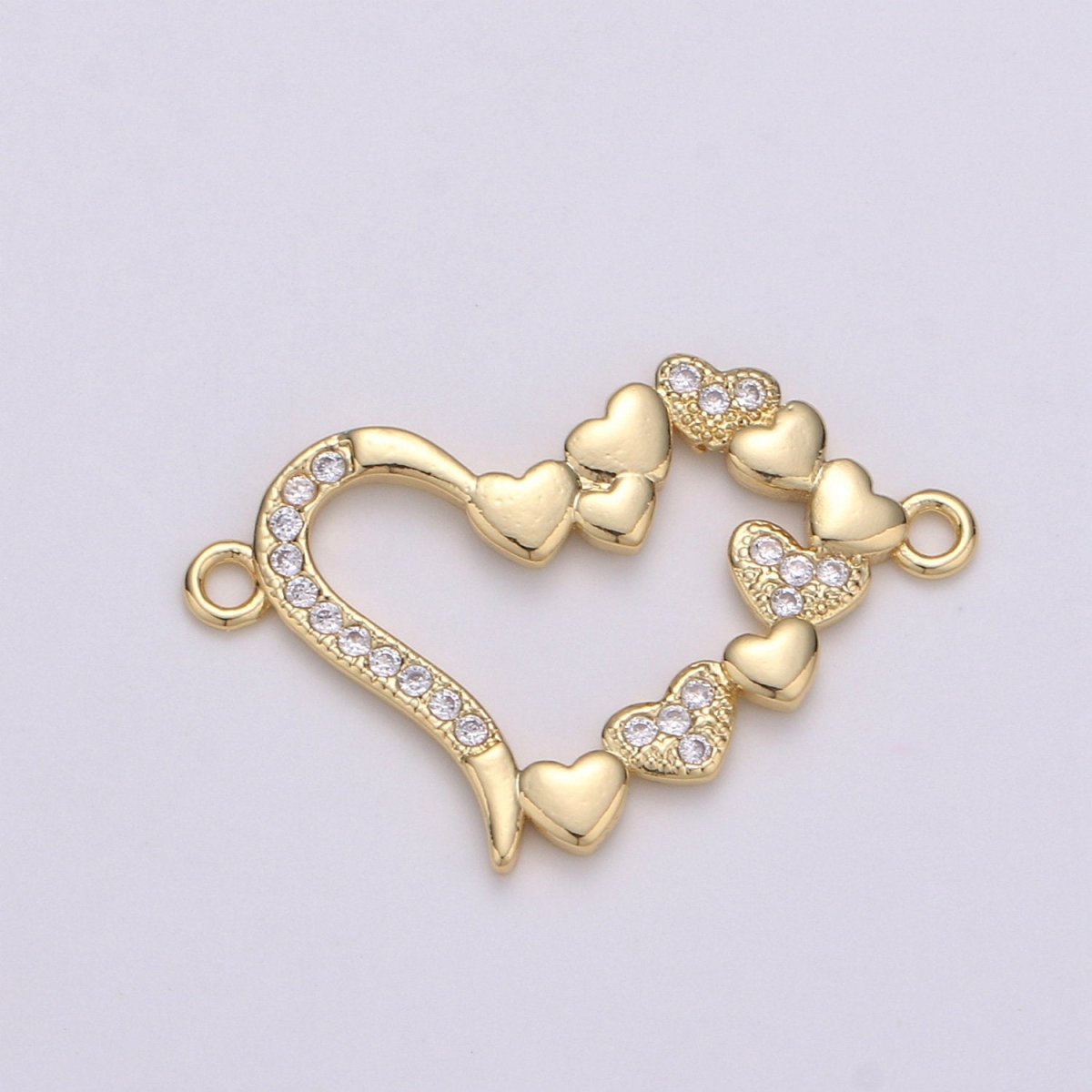 14K Gold Filled Micro Pave CZ Heart Charm Connector Micro Pave CZ Love Connector For Bracelet and Necklace Supply F-506