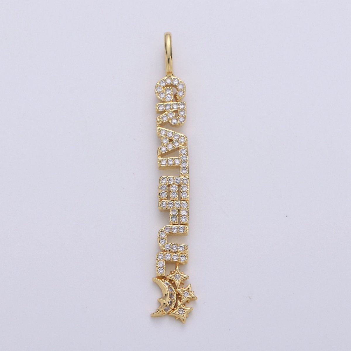 14k Gold Filled Micro Pave Grateful Charm for Statement Necklace Pendant, D-090