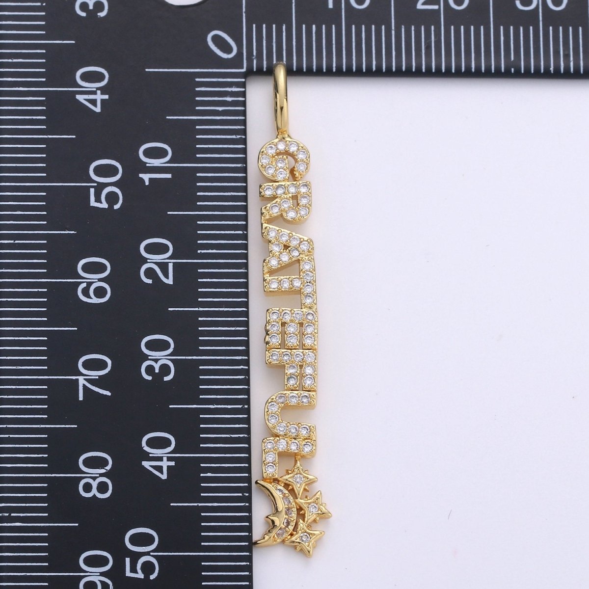 14k Gold Filled Micro Pave Grateful Charm for Statement Necklace Pendant, D-090