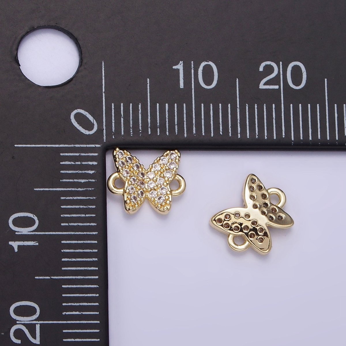 14K Gold Filled Micro Paved CZ 7mm Butterfly Insect Connector | G293