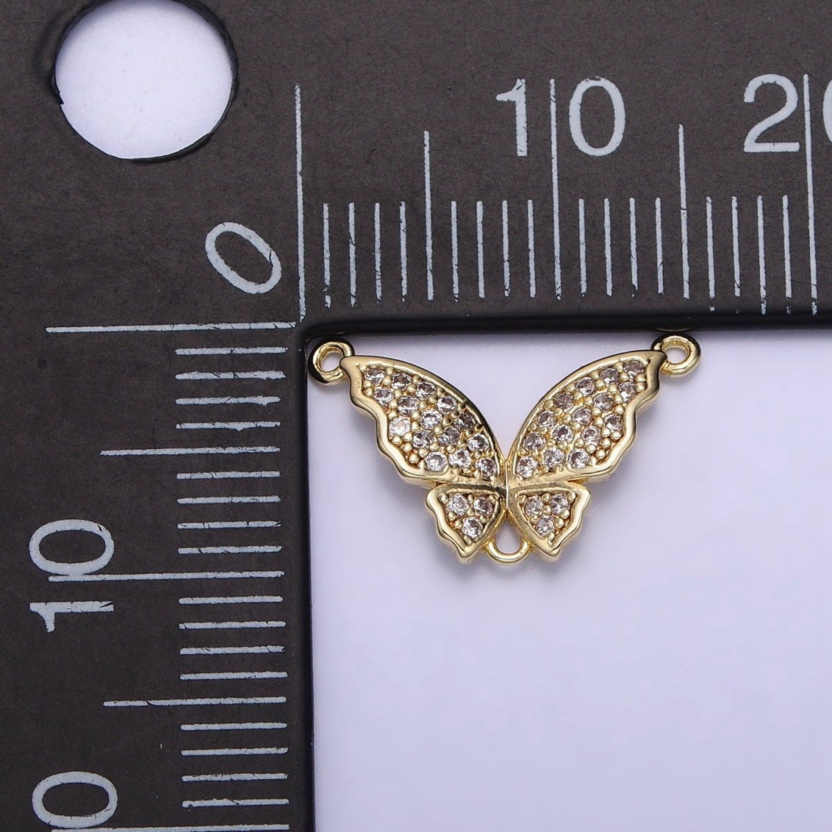 14K Gold Filled Micro Paved CZ Butterfly Triple Loop Connector | Y-880