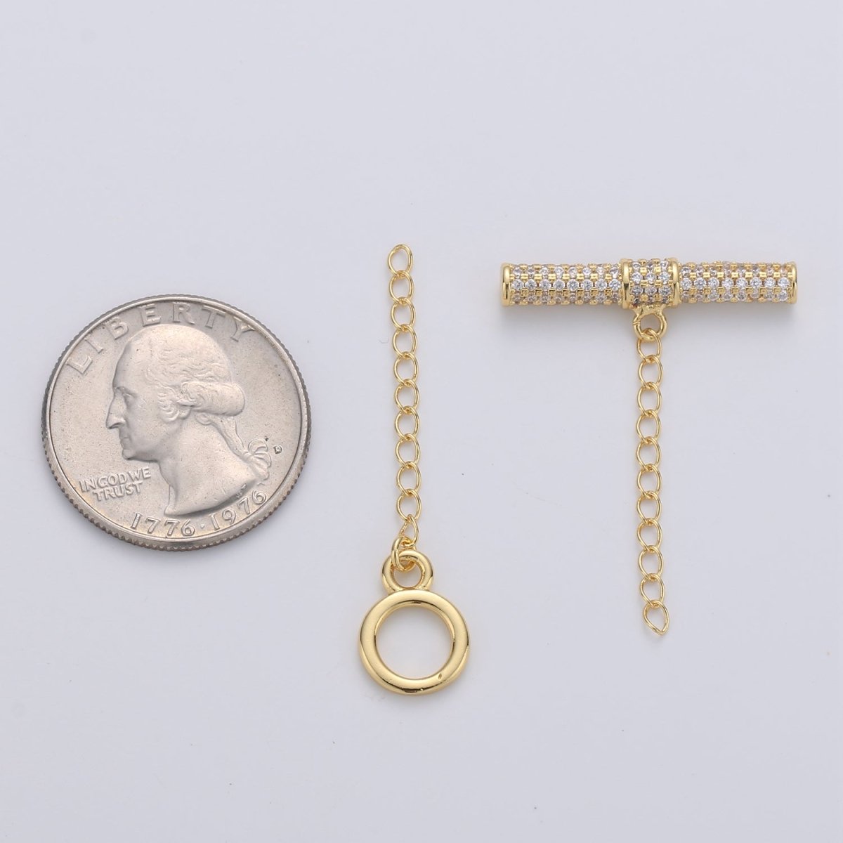 14K Gold Filled Micro Paved CZ Clear Toggle Clasps Jewelry Closure Supply Findings | K561