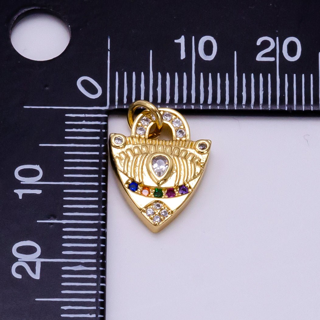 14K Gold Filled Micro Paved CZ Evil Eye Shield Charm | W496