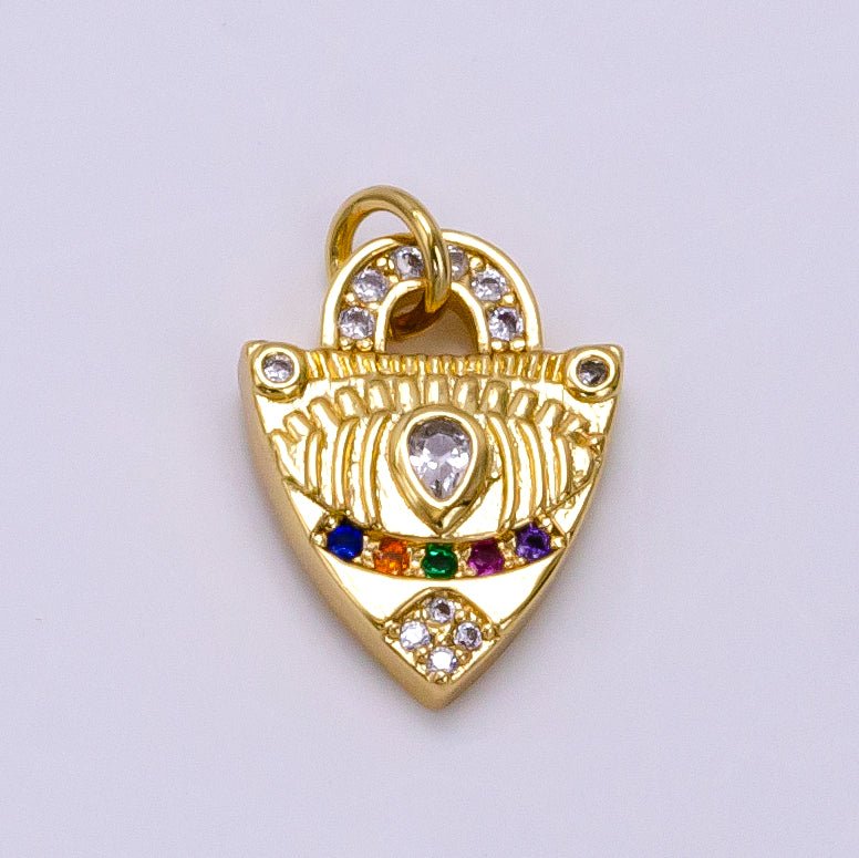 14K Gold Filled Micro Paved CZ Evil Eye Shield Charm | W496
