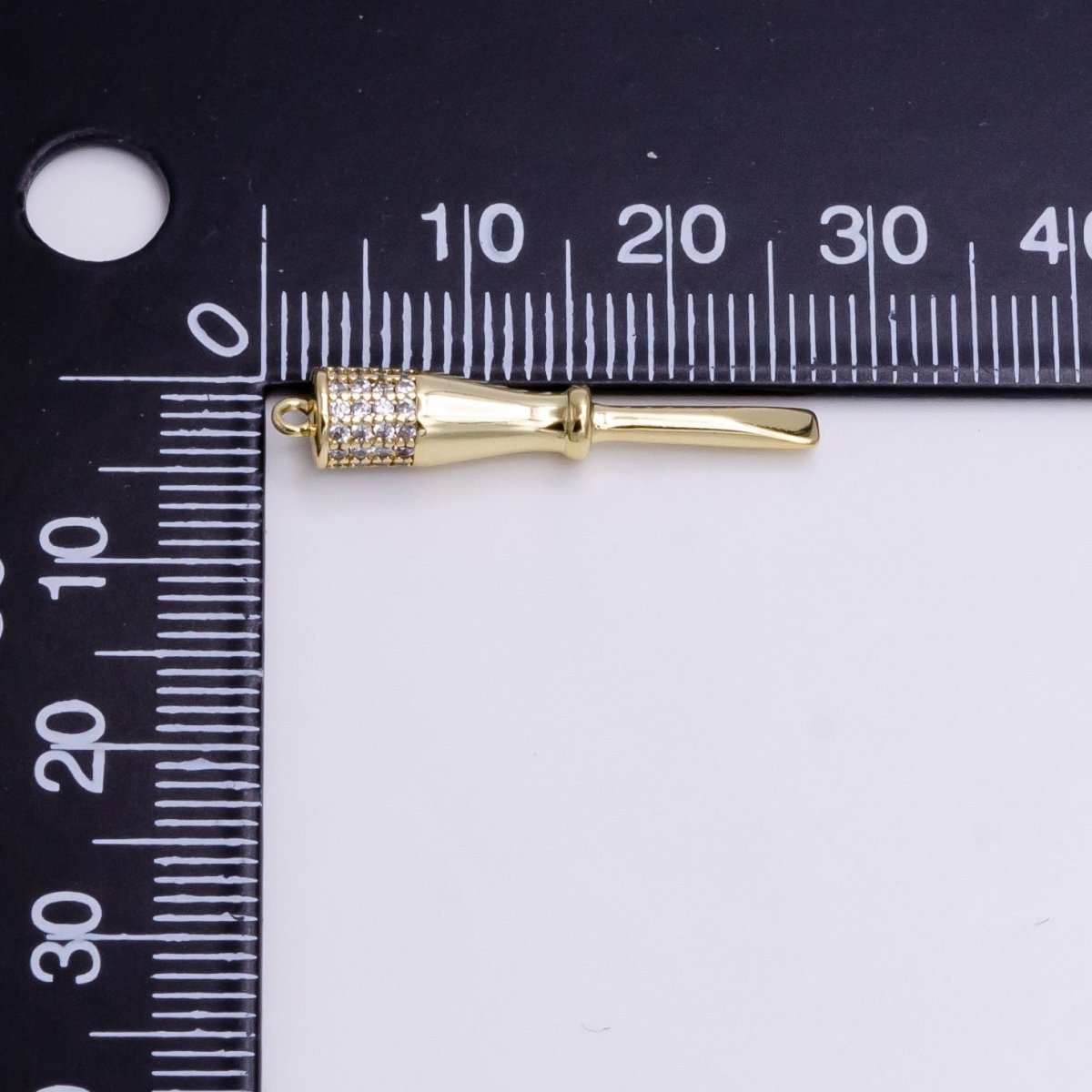 14K Gold Filled Micro Paved CZ Flat Edged Screwdriver Charm | AC1453