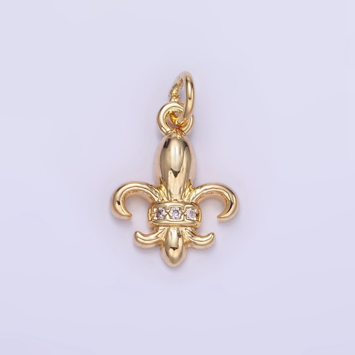 14K Gold Filled Micro Paved CZ Fleur De Lis Charm | W548