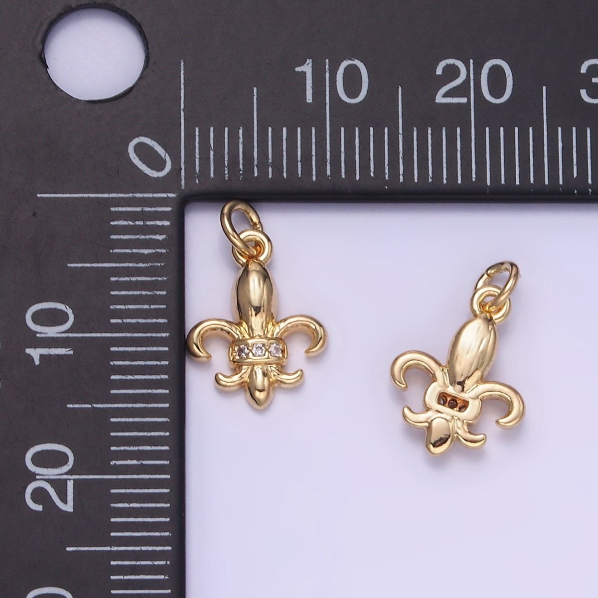 14K Gold Filled Micro Paved CZ Fleur De Lis Charm | W548