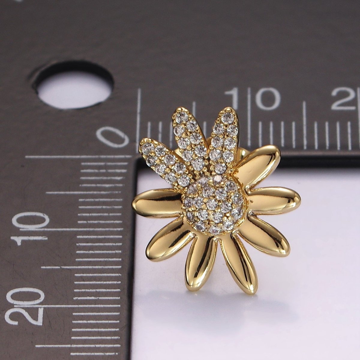14K Gold Filled Micro Paved CZ Flower Petal Stud Earrings | AB1126