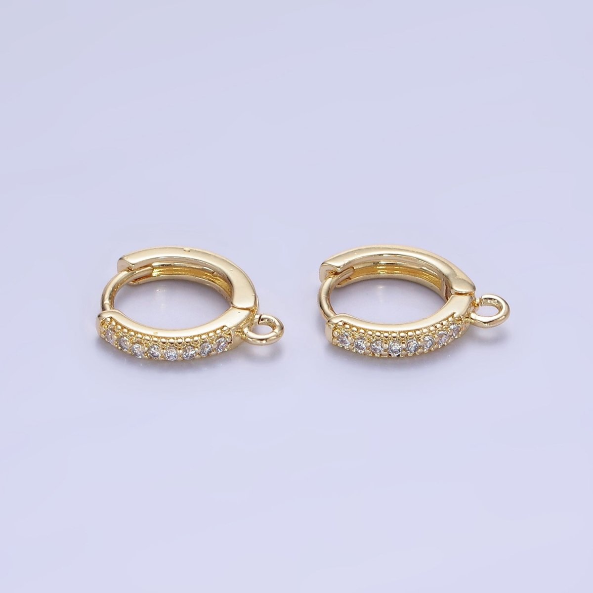 14K Gold Filled Micro Paved CZ Huggie Earring Findings | Z755