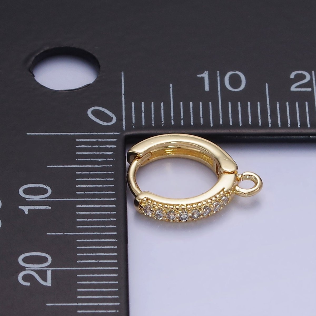 14K Gold Filled Micro Paved CZ Huggie Earring Findings | Z755