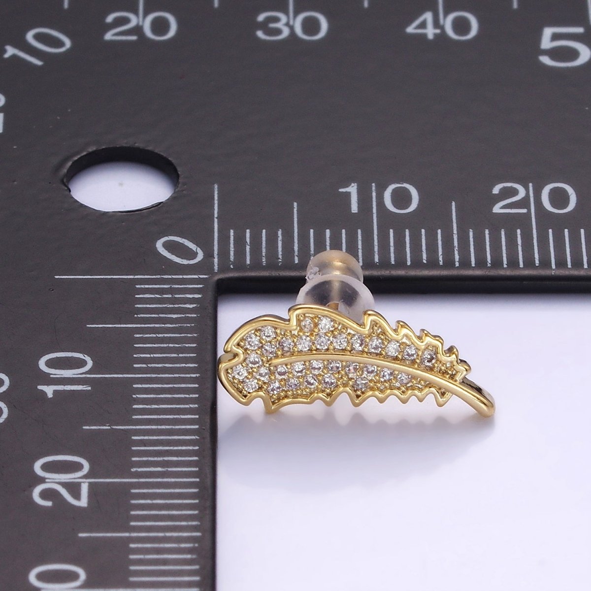 14K Gold Filled Micro Paved CZ Leaf Nature Stud Earrings in Gold & Silver | V508 V509
